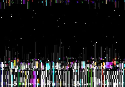 glitch color lines, vector distorted abstract background. glitched  colored vertical stripes and random pixels on black screen. television distortion with glitch effect, no signal tv
