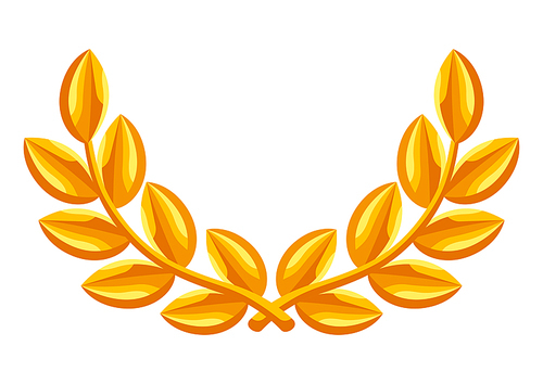 Gold laurel wreath icon. Illustration of award for sports or corporate competitions.