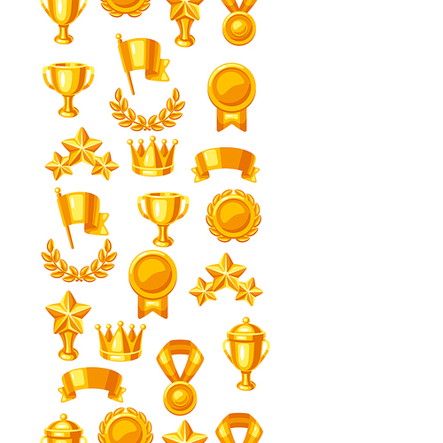 Awards and trophy seamless pattern. Reward items for sports or corporate competitions.