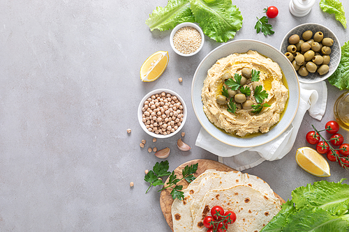 Chickpea hummus with green olives