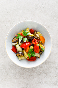 Baked vegetables salad with fresh parsley