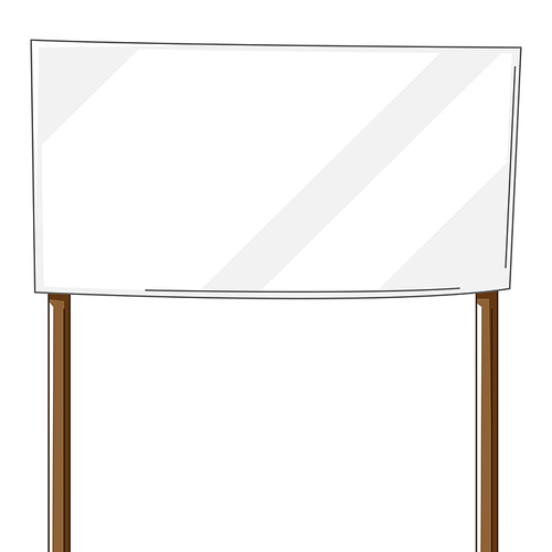 Illustration of banner. Blank demonstration poster. Picket sign or protest placard with wooden stick.