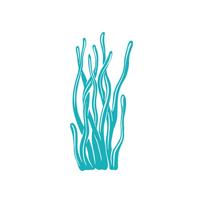 Coral grown at sea bottom isolated aquarium and sea bottom decoration icon. Vector tropical seabed plant, marine life object. Seaweed, aquatic underwater organism, blue mushroom coral with long edges