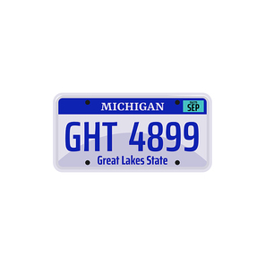 Car number or vehicle license plats vector design. Metal or plastic registration plate for identification of auto, trucks and motorcycles in USA state