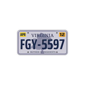 Car number or vehicle license plats vector design. Metal or plastic registration plate for identification of auto, trucks and motorcycles in USA state