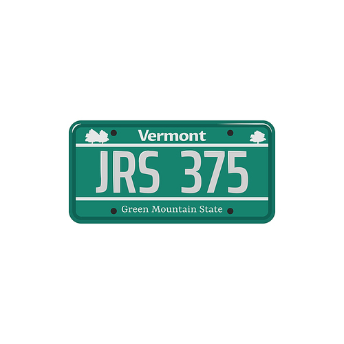 Car number or vehicle license plats vector design. Metal or plastic registration plate for identification of auto, trucks and motorcycles in USA state