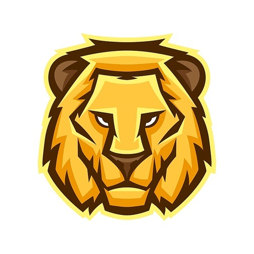 Mascot stylized lion head. Illustration or icon of wild animal.