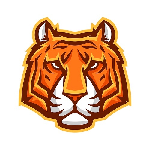 Mascot stylized tiger head. Illustration or icon of wild animal.