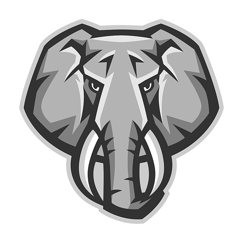 Mascot stylized elephant head. Illustration or icon of wild animal.