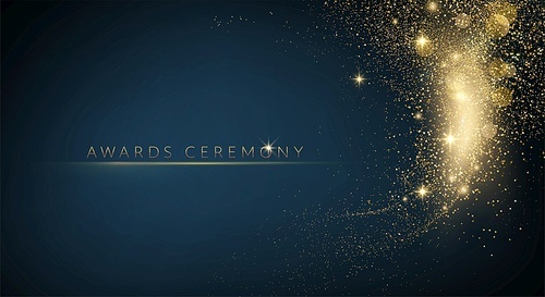 Awarding the nomination ceremony luxury background with golden glitter sparkles. Annual award Vector design
