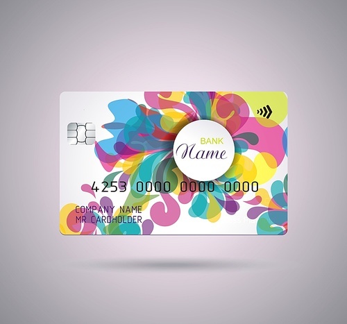 Credit card design  with  shadow. Detailed abstract glossy credit card concept  for business, payment history, shopping malls, web, print.
