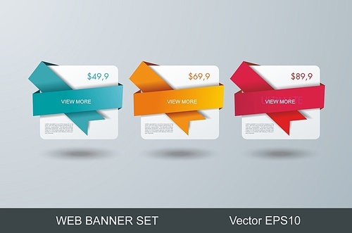 Web Banners Design. Can be used for workflow layout, diagram, number options, step up options, web design, banner template, infographic, timeline.