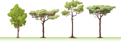 The four great handemade trees.Editable vector EPS v9.0