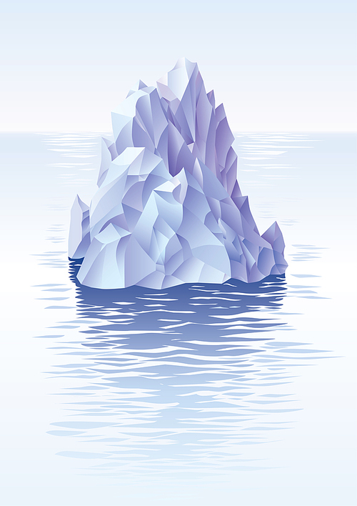 Lonley iceberg in the cold sea.Editable vector EPS v9.0