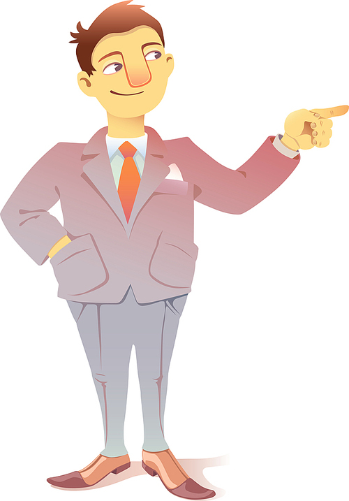 The businessman is pointing the finger at something out of field of view.Editable vector EPS v9.0
