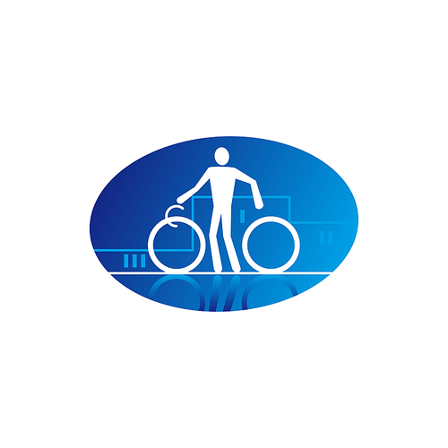 Sportsman on mountain bike isolated icon. Vector cyclist on bicycle, extreme sport racing