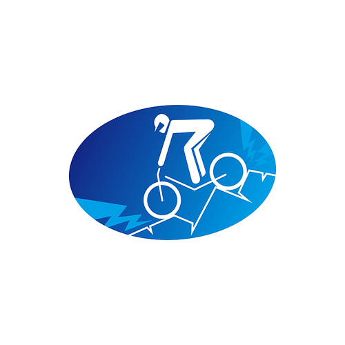 Sportsman on mountain bike isolated icon. Vector cyclist on bicycle, extreme sport racing