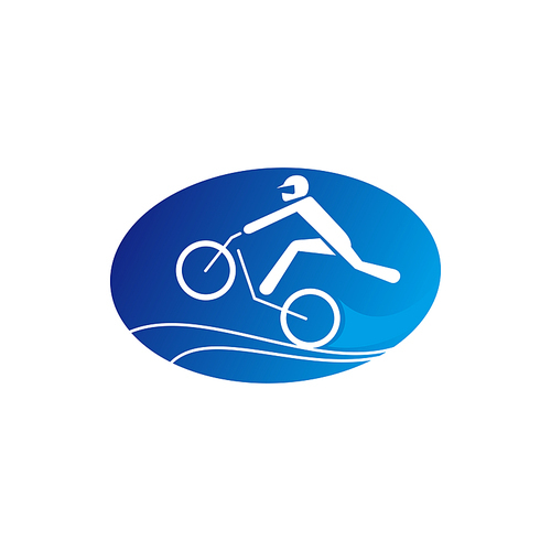 Sportsman on mountain bike isolated icon. Vector cyclist on bicycle, extreme sport racing