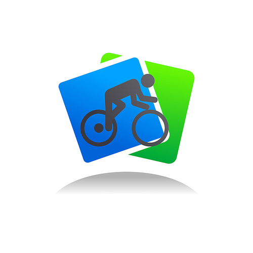 Sportsman on mountain bike isolated icon. Vector cyclist on bicycle, extreme sport racing