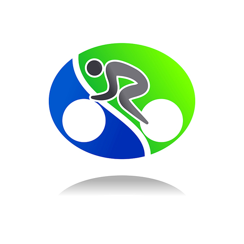 Sportsman on mountain bike isolated icon. Vector cyclist on bicycle, extreme sport racing