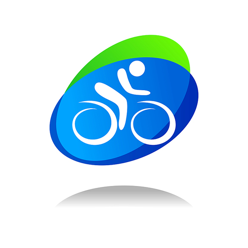 Sportsman on mountain bike isolated icon. Vector cyclist on bicycle, extreme sport racing