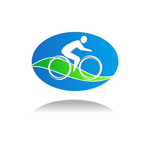 Sportsman on mountain bike isolated icon. Vector cyclist on bicycle, extreme sport racing