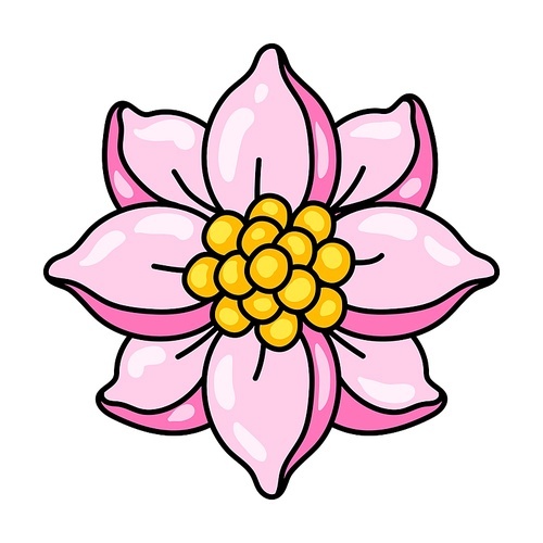 Illustration of lotus flower. Water lily decorative image. Natural tropical plant.