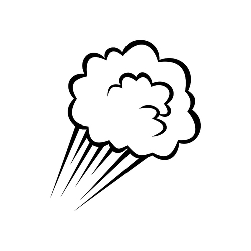 Cloud in motion isolated comic crash or dust symbol. Vector bubble from bomb burst