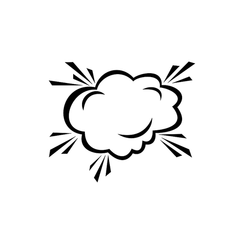 Comic explosion element isolated cloud. Vector speech bubble, dialogue balloon monochrome doodle