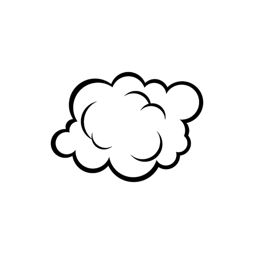 Cloud in motion isolated comic crash or dust symbol. Vector bubble from bomb burst