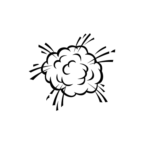 Cloud in motion isolated comic crash or dust symbol. Vector bubble from bomb burst