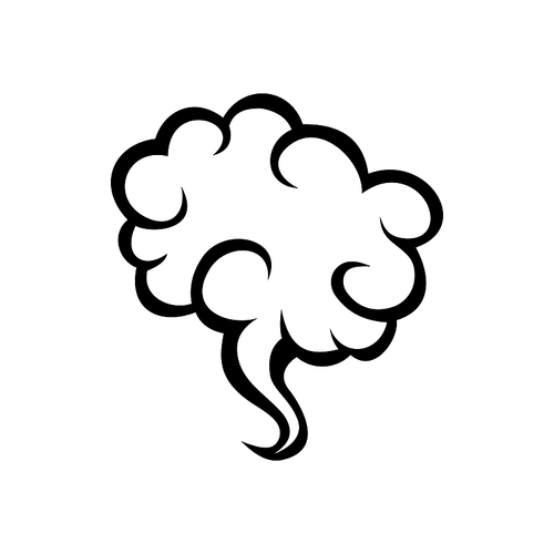 Cloud with thunder isolated comic burst sign. Vector boom or puff symbol, lightnings