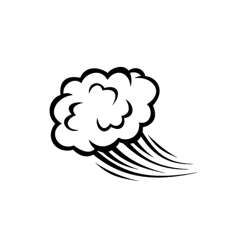 Cloud with thunder isolated comic burst sign. Vector boom or puff symbol, lightnings