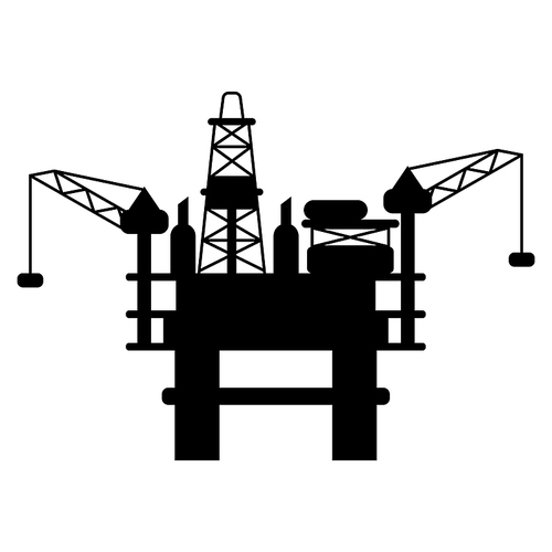 Illustration of oil sea platform. Industrial equipment in flat style.