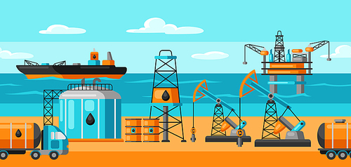 seamless  with oil and petrol icons. industrial and business illustration.