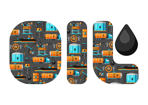 Background design with oil and petrol icons. Industrial and business illustration.