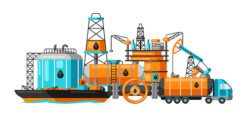 Background design with oil and petrol icons. Industrial and business illustration.