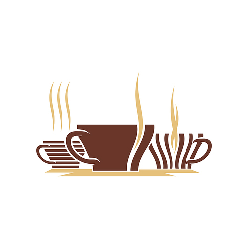 Coffee or tea symbol isolated steaming cup. Vector mug of hot drink icon