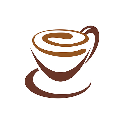 Cocoa hot drink in steaming cup isolated icon. Vector coffee or tea in mug with handle