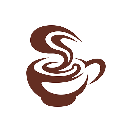 Coffee or tea symbol isolated steaming cup. Vector mug of hot drink icon