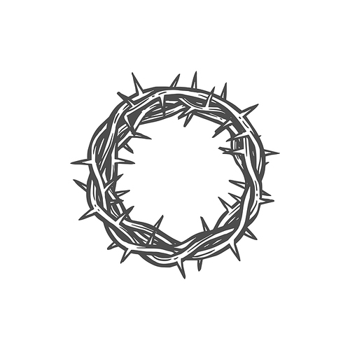 Christian religion symbol, Jesus Christ crown of thorns. Vector Christianity Orthodox and Catholic church religious icon