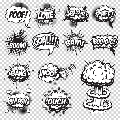 Set of comics speech and explosion bubbles