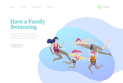 landing pages set with Collection of family hobby activities. Mother, father and children spend time together. Cartoon vector illustration