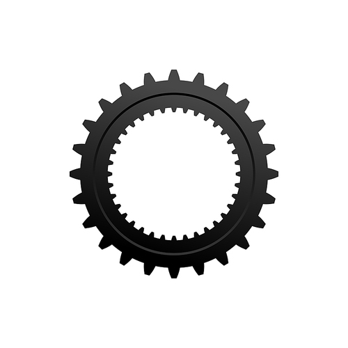 Gear or cogwheel isolated monochrome icon. Vector machinery mechanism, toothed wheel, moving gearwheel