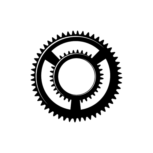 Cogwheel isolated round gear icon. Vector toothed wheel, construction equipment or machinery mechanism
