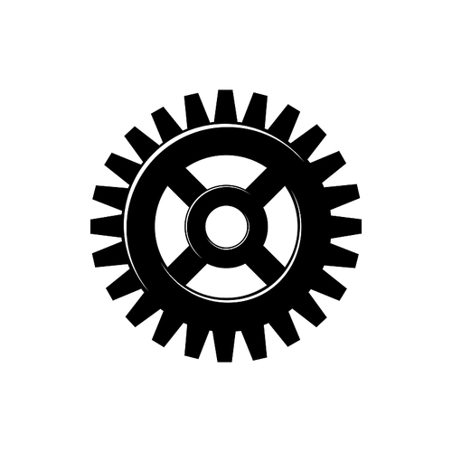 Cogwheel isolated round gear icon. Vector toothed wheel, construction equipment or machinery mechanism
