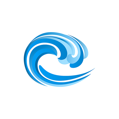 Water wave isolated marine splashes. Vector ocean or sea waves, wind surf gale swirls or streams