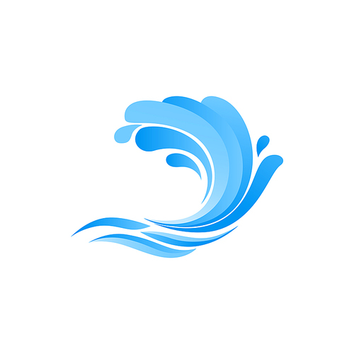 Splashing water waves isolated sea or ocean marine drops. Vector storming nautical liquid, surfing symbol