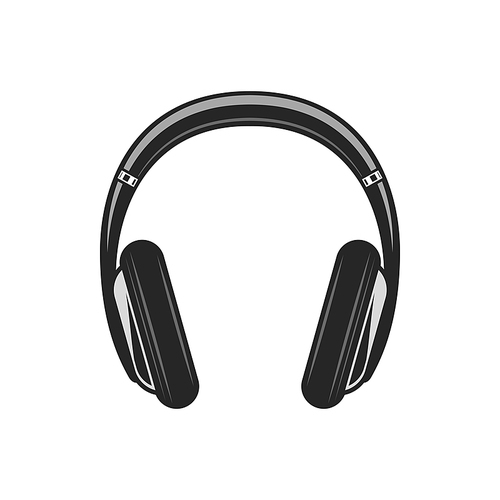 Wireless over-ear headphones isolated musical device. Vector mobile headset, retro stereo earphones