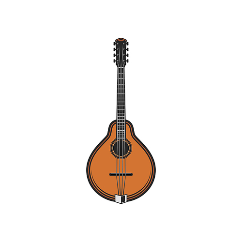 Lute string musical instrument isolated. Vector domra or sitar banjo guitar symbol